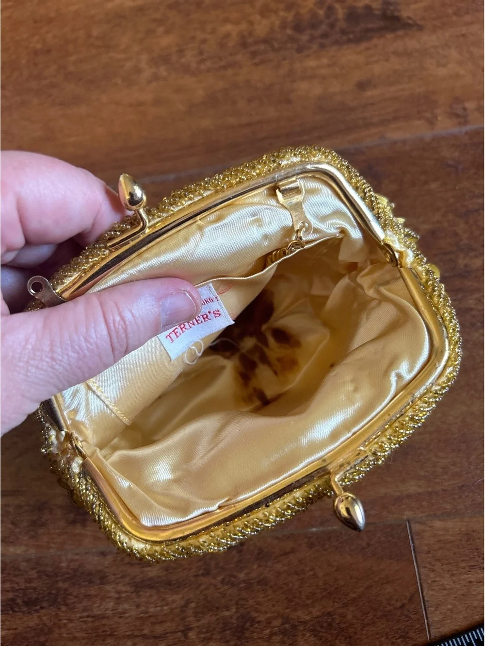 Vintage Yellow Beaded Evening Clutch Purse